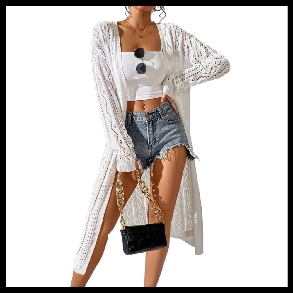 BOUTIQUE Open Front Knitted Cardigan – Vacation Ready Coverup
